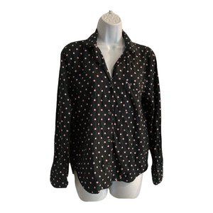 Victorias Secret Pajama Top XS Blue Pink Polka Dot